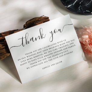 Cartão De Agradecimento Casamento Simples Elegante Caligrafia Minimalist