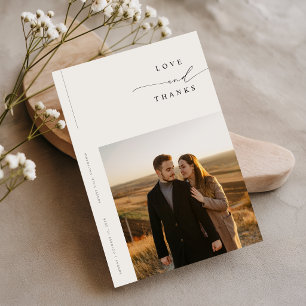 Cartão De Agradecimento Casamento Simples Moderno com Orçamento para Foto