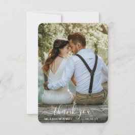 Cartão De Agradecimento Casamento Simples Moderno Foto Elegante