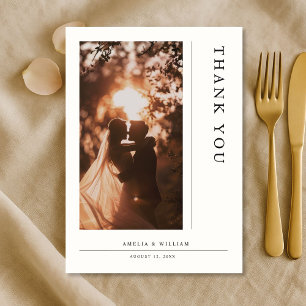 Cartão De Agradecimento Casamento Simples Moderno Foto Minimalista