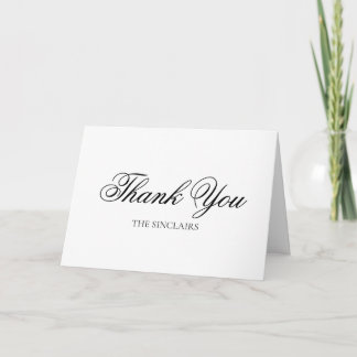 Cartão De Agradecimento Casamento Simples Preto e Branco Personalizado