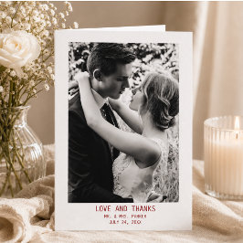 Cartão De Agradecimento Casamento Simples Texto & Foto Elegante | Casamen