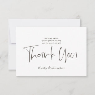 Cartão De Agradecimento Casamento Simplístico Obrigado Foto Na moda Script