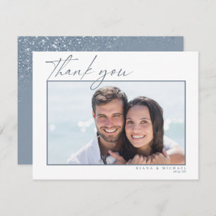 Cartão De Agradecimento Casamento Sparkles Obrigado Dusty Blue ID889