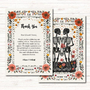 Cartão De Agradecimento Casamento Tarot Esqueleto Estilo Boho Letterpress