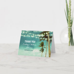 Cartão De Agradecimento casamento teal ombre Beach obrigado cartas
