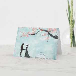 Cartão De Agradecimento Casamento Tema Azul da Noiva & Noivo