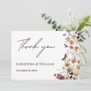 Cartão De Agradecimento Casamento Tema De Pastel Chic Boho Wildflower Eleg