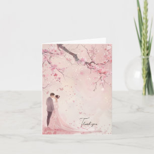 Cartão De Agradecimento Casamento Tema Rosa Noiva & Noivo