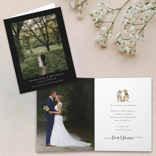 Cartão De Agradecimento Casamento Temático de Dinossauro 2 Foto Obrigado