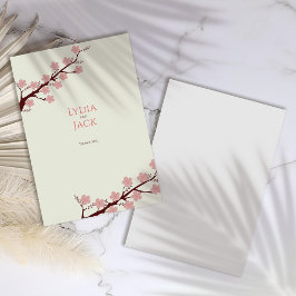 Cartão De Agradecimento Casamento Temático Flor de Cerejeira