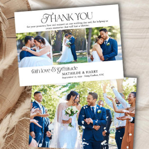 Cartão De Agradecimento Casamento Tipo Nostálgico Full Bleed e Faixa de Fo