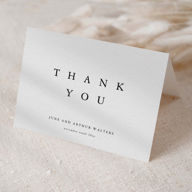 Cartão De Agradecimento Casamento Tipografia Simples e Elegante (Simple elegant typography wedding thank you cards.)