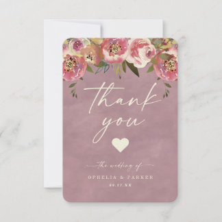 Cartão De Agradecimento Casamento Tradicional Rosa Po dusty Ophelia Cottag