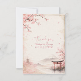 Cartão De Agradecimento Casamento Tradicional Sakura Monte fuji Elegância
