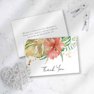 Cartão De Agradecimento Casamento Tropical Floral no Destino - Chá de Noiv