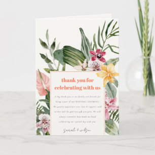 Cartão De Agradecimento Casamento Tropical Floral Tropical de Peach Blush 