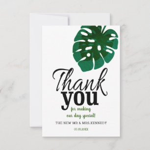 Cartão De Agradecimento Casamento Tropical Monstera Leaf Obrigado