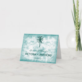 Cartão De Agradecimento Casamento Tropical Palm Tree Beach Obrigado