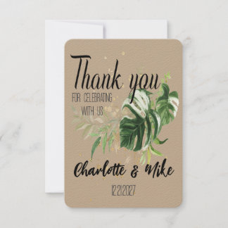 Cartão De Agradecimento Casamento Tropical Personalizado Obrigado A Favore
