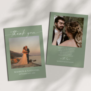 Cartão De Agradecimento Casamento Verde da Sala de Imagens Elegante Minima