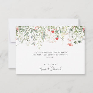 Cartão De Agradecimento Casamento Verde de Flores Selvagens