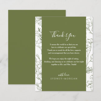 Cartão De Agradecimento Casamento Verde De Sábio Botânico Floral Elegante