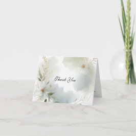 Cartão De Agradecimento Casamento Verde de Sage Floral de Molho