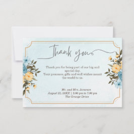 Cartão De Agradecimento Casamento Verde Floral Clorideira Moderno Elegante