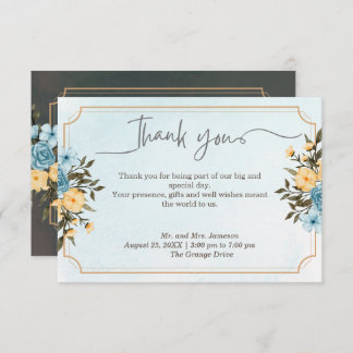 Cartão De Agradecimento Casamento Verde Floral Clorideira Moderno Elegante