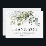 Cartão De Agradecimento Casamento Verde Moderno Elegante<br><div class="desc">O Cartões de agradecimentos de Casamento de Calor Botânico Elegante moderno inclui folhas de eucalipto,  folhagem botânica verde,  folhas azuis empoeiradas e outros belos lençóis botânicos.</div>