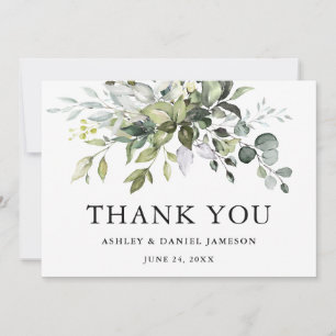 Cartão De Agradecimento Casamento Verde Moderno Elegante