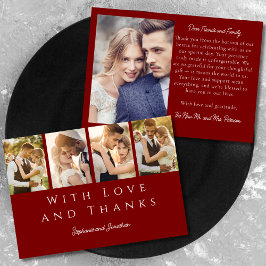 Cartão De Agradecimento Casamento Vermelho Moderno da Borgonha na moda