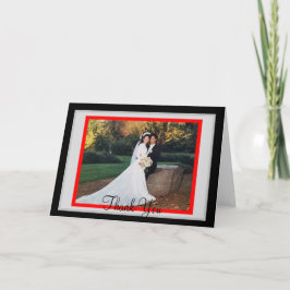 Cartão De Agradecimento Casamento Vermelho Preto Foto Obrigado