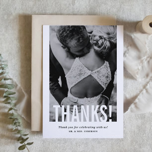 Cartão De Agradecimento Casamento Vertical de Foto Moderno - Obrigado