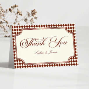 Cartão De Agradecimento Casamento Vintage Bordeaux Luxuoso Antigo