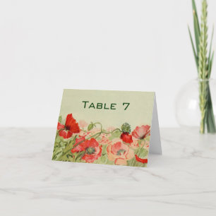 Cartão De Agradecimento Casamento Vintage, Flores de Papoula Vermelha Prad