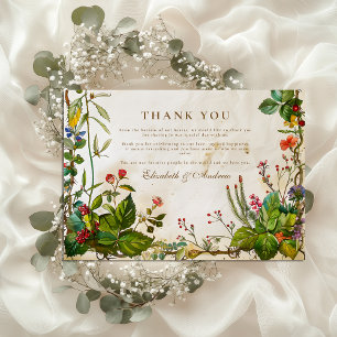 Cartão De Agradecimento Casamento Vintage Floresta Berry