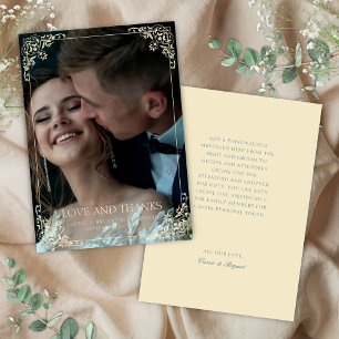 Cartão De Agradecimento Casamento vintage Formal Amarelo da Manteiga Elega