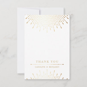 Cartão De Agradecimento Casamento vintage Glam gold glitter deco obrigado