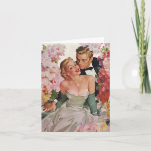 Cartão De Agradecimento Casamento vintage, Noiva retrô e Newlyweds Groom