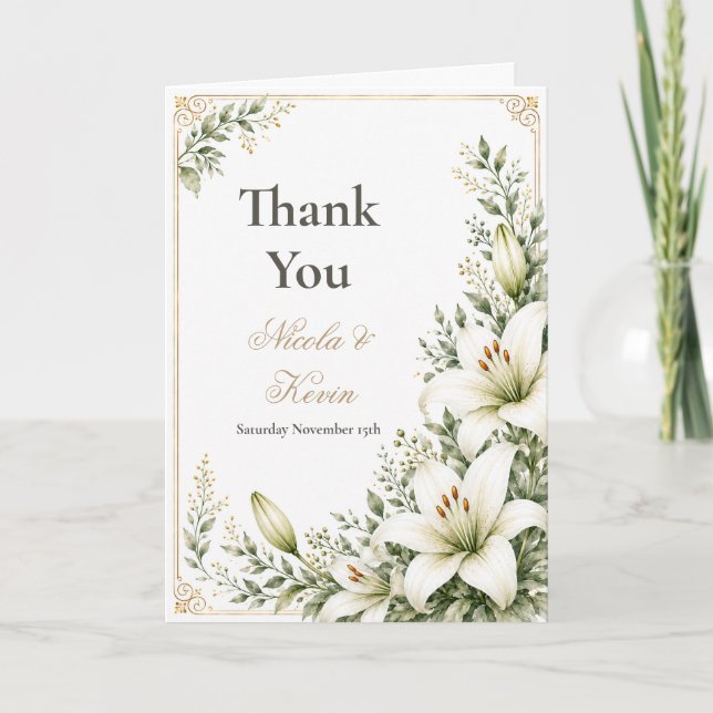 Cartão De Agradecimento Casamento White Lily (Frente)