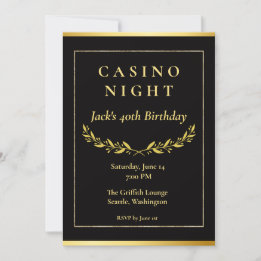 Cartão De Agradecimento Casino Night Invitation | Poker Birthday Party