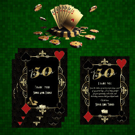 Cartão De Agradecimento Casino Vegas Poker 50 e Festa de aniversário fabul