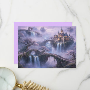 Cartão De Agradecimento Castelo de Fantasia Paisagem Surrealista Azul Lava