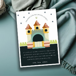 Cartão De Agradecimento Castelo de Saltos Pastel Aniversário Infantil Salt