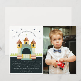 Cartão De Agradecimento Castelo Inflável Pastel Foto Salto Aniversário Cri