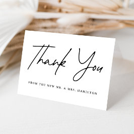 Cartão De Agradecimento Casual Black Script Wedding