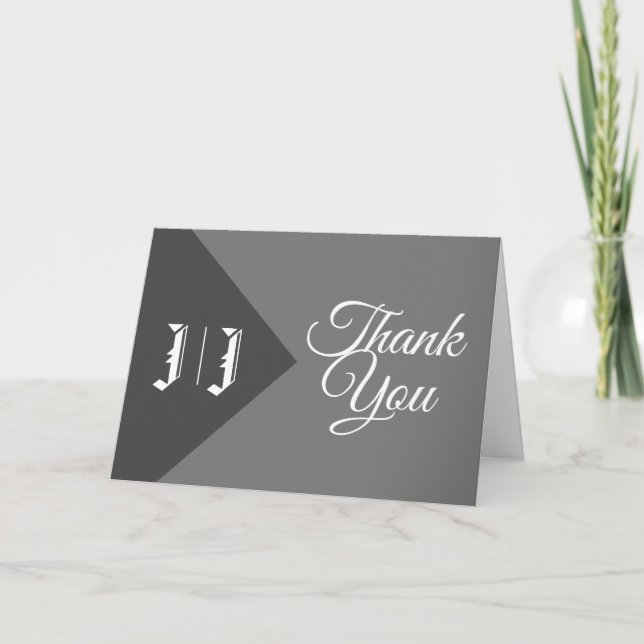 Cartão De Agradecimento Casual Casual de Natal Monograma Casual Moderno (Frente)