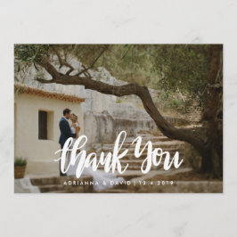 Cartão De Agradecimento Casual Foto Casamento Obrigado Letra Manuscrita